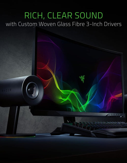 Load image into Gallery viewer, Nommo Chroma: Custom Woven 3" Glass Fiber Drivers - Rear-Facing Bass Ports - Bass Knob W/Automatic Gain Control Chroma Enabled - Full Range 2.0 PC Gaming Speakers, Black

