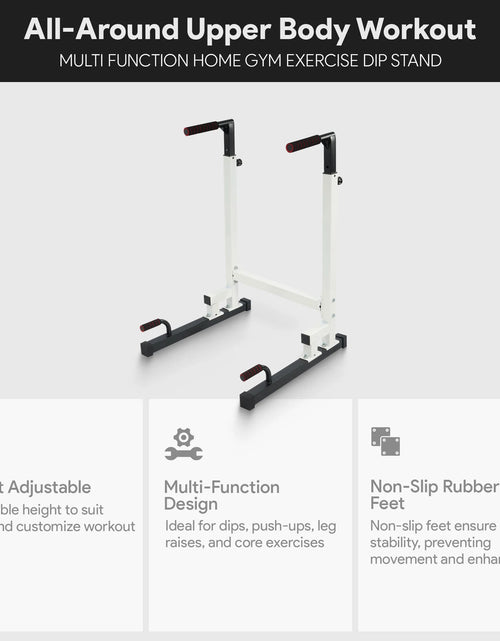 Load image into Gallery viewer, Steel Frame Dip Station with Adjustable Height, 500 Lb Weight Capacity, White
