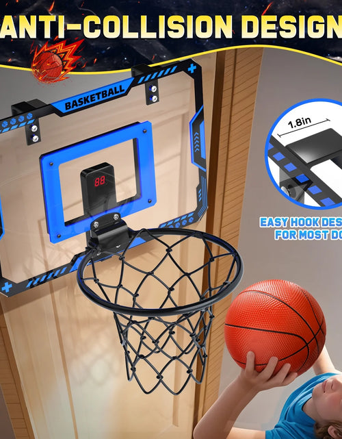 Load image into Gallery viewer, Indoor Basketball Hoop for Kids, Mini Basketball Hoop with Electronic Scoreboard, Sounds, over the Door Basketball Game Toys Gifts 3 Balls for Kids &amp; Adults
