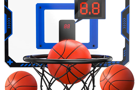 Indoor Basketball Hoop for Kids, Mini Basketball Hoop with Electronic Scoreboard, Sounds, over the Door Basketball Game Toys Gifts 3 Balls for Kids & Adults