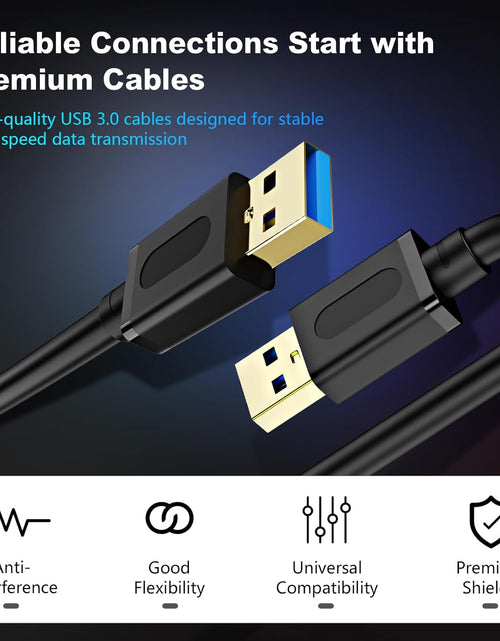 Load image into Gallery viewer, USB 3.0 Male to Male Cable 6Ft,Usb to USB Cable with Gold-Plated Connector for Hard Drive Enclosures, DVD Player, Laptop Cooler (6Ft/1.8M)
