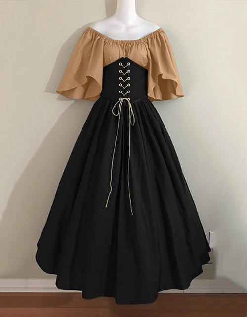 Load image into Gallery viewer, Womens Renaissance Faire Dresses Irish Traditional plus Size Dresses Ruffle over Dress Corset Retro Gown
