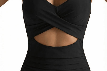 Women'S One Piece Swimsuits Tummy Control Cutout High Waisted Bathing Suit Wrap Tie Back 1 Piece Swimsuit