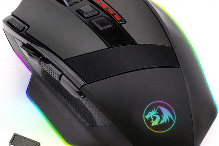 M801 PC Gaming Mouse LED RGB Backlit MMO 9 Programmable Buttons Mouse with Macro Recording Side Buttons Rapid Fire Button for Windows Computer Gamer (Wireless, Black)