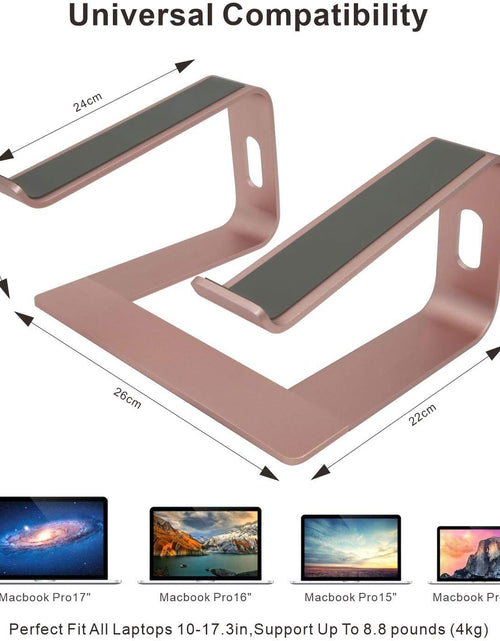 Load image into Gallery viewer, Laptop Stand, Ergonomic Aluminum Laptop Mount Computer Stand, Detachable Laptop Riser，Notebook Holder Stand Compatible with Macbook Pro/Air HP Lenovo Samsung Huawei ，All 10-17.3" Laptops(Rose Gold)
