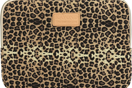 KY-03 Canvas Fabric 15.6 Inch Laptops Sleeve - Brown Leopard Print