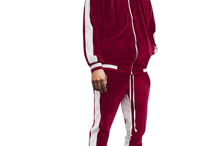Velour Tracksuit Mens,2023 Men'S Velour Tracksuit 2 Pieces Winter Warm Full Zip up Jacket Sweatpants Fitness Sportswear Sweatsuit Jogger Sets