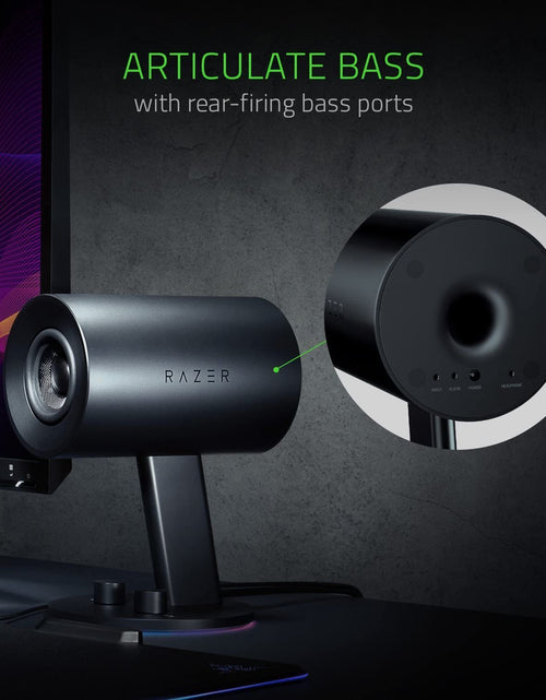 Load image into Gallery viewer, Nommo Chroma: Custom Woven 3" Glass Fiber Drivers - Rear-Facing Bass Ports - Bass Knob W/Automatic Gain Control Chroma Enabled - Full Range 2.0 PC Gaming Speakers, Black
