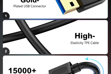 USB 3.0 Male to Male Cable 6Ft,Usb to USB Cable with Gold-Plated Connector for Hard Drive Enclosures, DVD Player, Laptop Cooler (6Ft/1.8M)