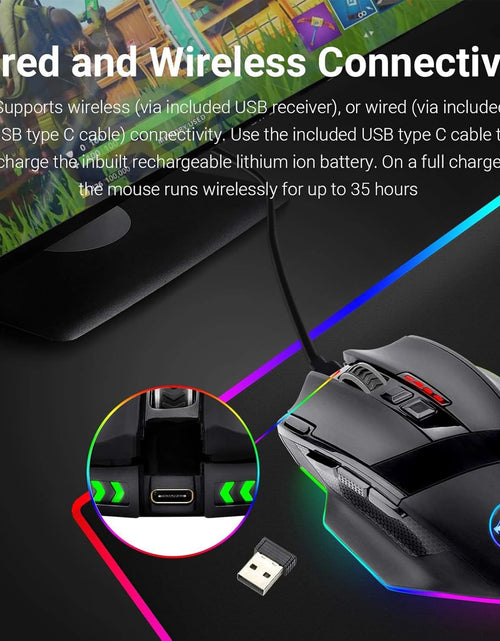 Load image into Gallery viewer, M801 PC Gaming Mouse LED RGB Backlit MMO 9 Programmable Buttons Mouse with Macro Recording Side Buttons Rapid Fire Button for Windows Computer Gamer (Wireless, Black)
