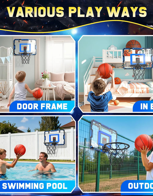 Load image into Gallery viewer, Indoor Basketball Hoop for Kids, Mini Basketball Hoop with Electronic Scoreboard, Sounds, over the Door Basketball Game Toys Gifts 3 Balls for Kids &amp; Adults
