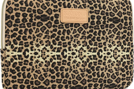 KY-03 Canvas Fabric 15.6 Inch Laptops Sleeve - Brown Leopard Print