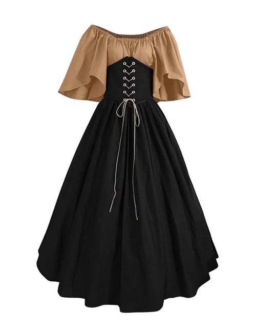 Load image into Gallery viewer, Womens Renaissance Faire Dresses Irish Traditional plus Size Dresses Ruffle over Dress Corset Retro Gown
