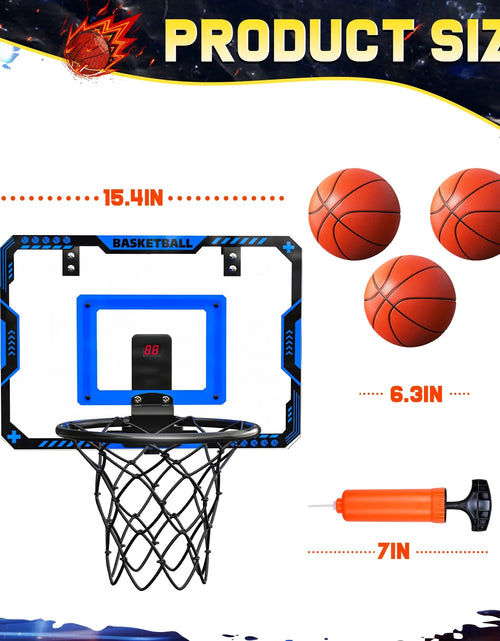 Load image into Gallery viewer, Indoor Basketball Hoop for Kids, Mini Basketball Hoop with Electronic Scoreboard, Sounds, over the Door Basketball Game Toys Gifts 3 Balls for Kids &amp; Adults
