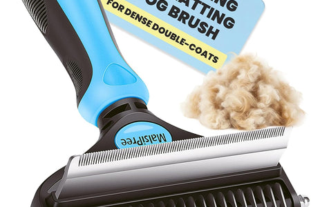 Dog Grooming Brush for Shedding - 2 in 1 Deshedding Tool and Undercoat Rake for Long and Short Haired Dogs with Double Coat - Dematting Comb and Pet Hair Deshedder Supplies (Large, Blue)
