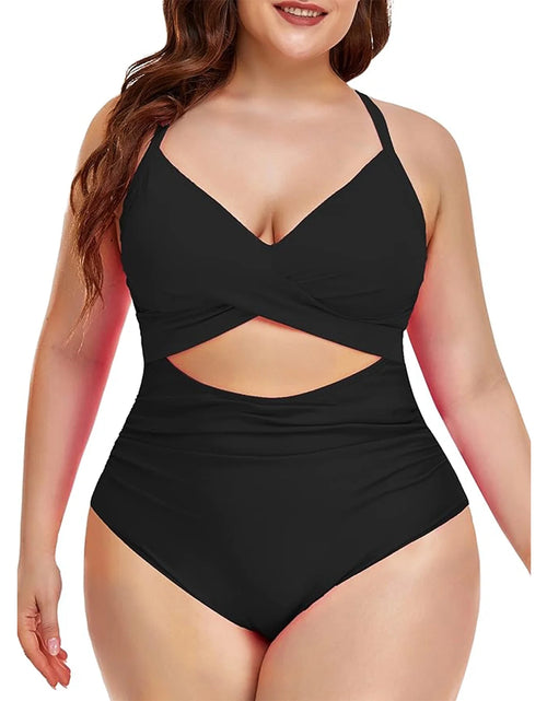 Load image into Gallery viewer, Women'S One Piece Swimsuits Tummy Control Cutout High Waisted Bathing Suit Wrap Tie Back 1 Piece Swimsuit
