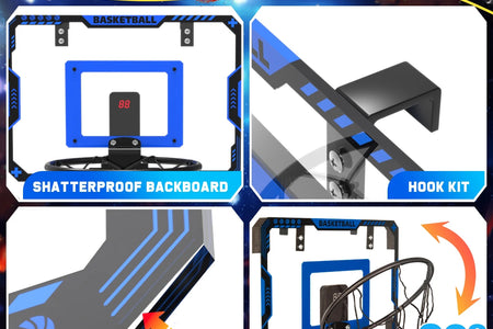 Indoor Basketball Hoop for Kids, Mini Basketball Hoop with Electronic Scoreboard, Sounds, over the Door Basketball Game Toys Gifts 3 Balls for Kids & Adults