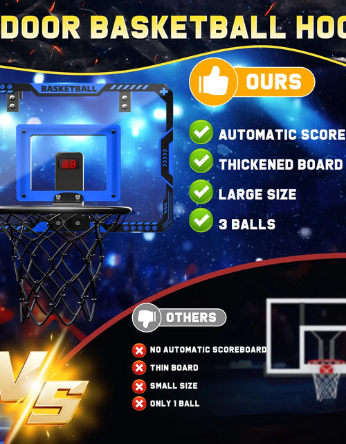 Load image into Gallery viewer, Indoor Basketball Hoop for Kids, Mini Basketball Hoop with Electronic Scoreboard, Sounds, over the Door Basketball Game Toys Gifts 3 Balls for Kids &amp; Adults

