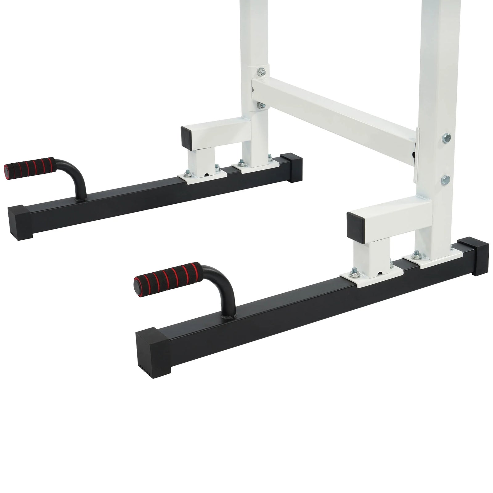 Steel Frame Dip Station with Adjustable Height, 500 Lb Weight Capacity, White