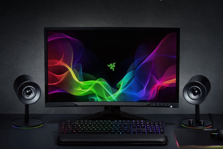 Nommo Chroma: Custom Woven 3" Glass Fiber Drivers - Rear-Facing Bass Ports - Bass Knob W/Automatic Gain Control Chroma Enabled - Full Range 2.0 PC Gaming Speakers, Black