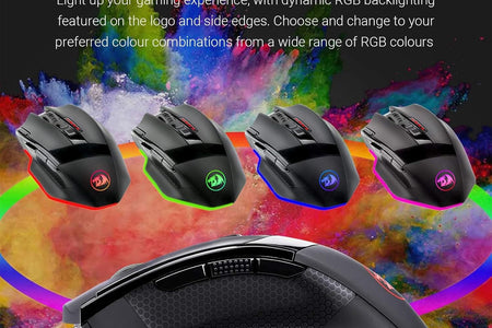 M801 PC Gaming Mouse LED RGB Backlit MMO 9 Programmable Buttons Mouse with Macro Recording Side Buttons Rapid Fire Button for Windows Computer Gamer (Wireless, Black)