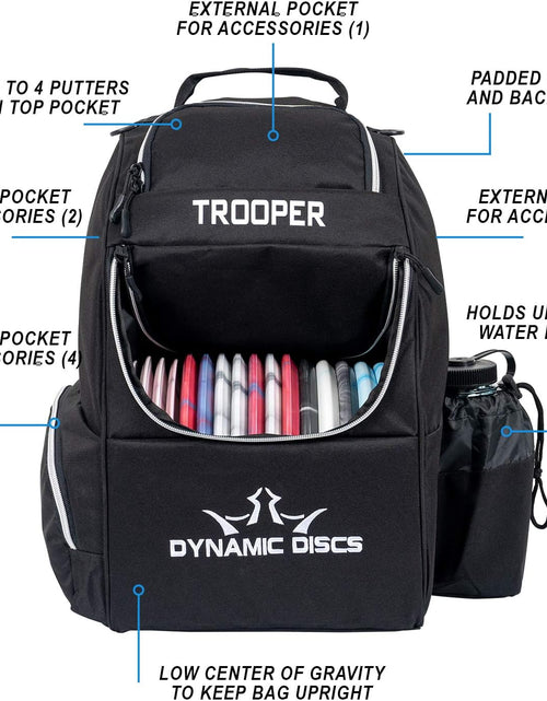 Load image into Gallery viewer, Dynamic Discs Trooper Disc Golf Bag | Large Frisbee Bags with 18+ Discs Capacity | Lightweight &amp; Durable Backpack | Great Gifts or Disc Golf Accessories for Men | Ideal for Beginners &amp; Pro Players
